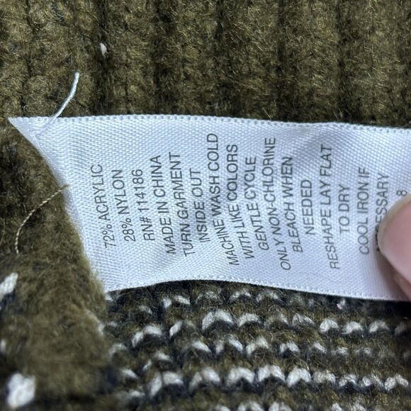 Arizona Jean Co Sweater Womens XL XXL Green Black Plaid Mock Neck Cropped Knit - Picture 11 of 13